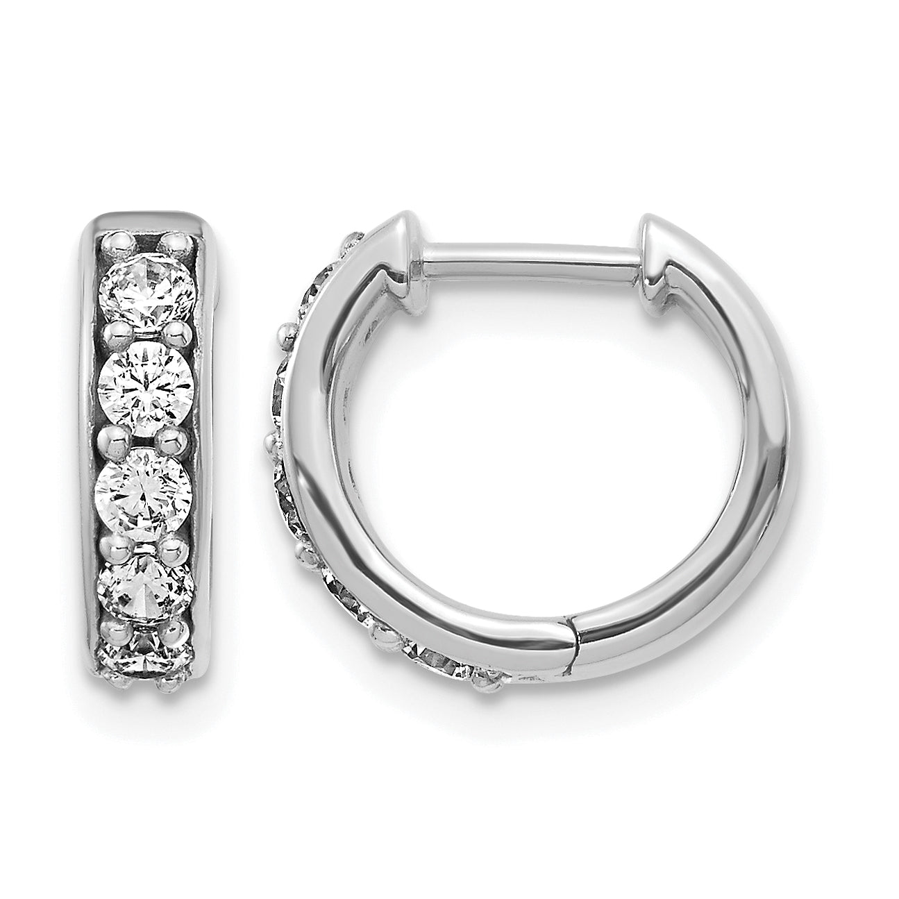 14k White Gold 1/2 carat Lab Grown Diamond VS/SI+ G+ Complete Hinged Hoop Earrings