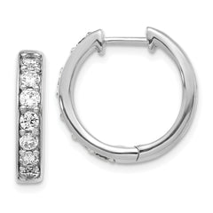 10k White Gold Diamond Hinged Hoop Earrings