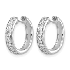 14k White Gold 1 carat Lab Grown Diamond VS/SI+ G+ Complete Hinged Hoop Earrings