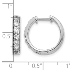 14k White Gold 1 carat Lab Grown Diamond VS/SI+ G+ Complete Hinged Hoop Earrings