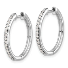 10k White Gold Diamond Hinged Hoop Earrings