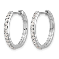 10k White Gold Diamond Hinged Hoop Earrings