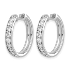 10k White Gold Diamond Hinged Hoop Earrings