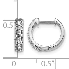 10k White Gold Diamond Milgrain Hinged Hoop Earrings