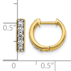 10k Yellow Gold Diamond Milgrain Hinged Hoop Earrings