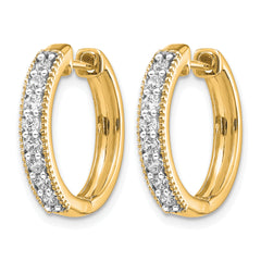 10k Yellow Gold Diamond Milgrain Hinged Hoop Earrings
