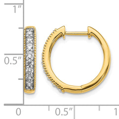 10k Yellow Gold Diamond Milgrain Hinged Hoop Earrings