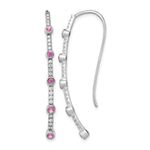14k White Gold 3/8 carat Lab Grown Diamond VS/SI+ G+ and Lab Created Pink Sapphire Threader Earrings