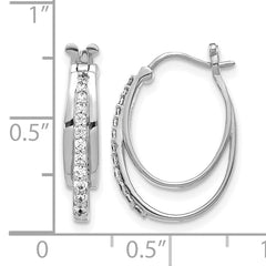 10k White Gold Diamond Hoop Earrings