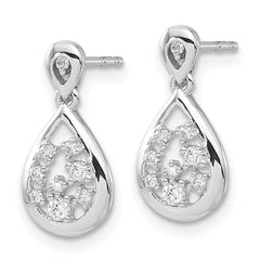 14k White Gold 1/6 carat Lab Grown Diamond VS/SI+ G+ Complete Dangle Teardrop Post Earrings