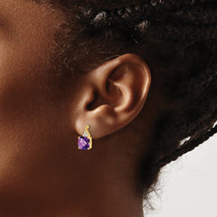 10k Checkerboard Amethyst and Diamond Earrings