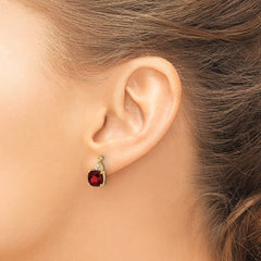 10k Checkerboard Garnet and Diamond Earrings