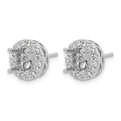 14k White Gold 1/2 carat Certified Lab Grown Diamond VS/SI+ G+ Semi Mount Round Halo Post Earrings