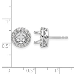 14k White Gold 1/2 carat Certified Lab Grown Diamond VS/SI+ G+ Semi Mount Round Halo Post Earrings