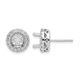 14k White Gold 1/2 carat Certified Lab Grown Diamond VS/SI+ G+ Semi Mount Round Halo Post Earrings