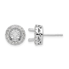 14k White Gold 1/2 carat Certified Lab Grown Diamond VS/SI+ G+ Semi Mount Round Halo Post Earrings