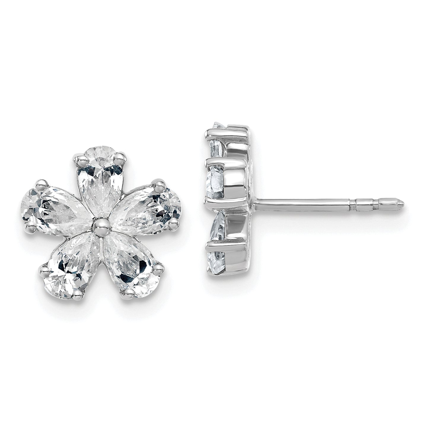 14k White Gold 1 3/4 carat Lab Grown Diamond VS+ F+ Complete Flower Post Earrings