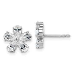 14k White Gold 1 3/4 carat Lab Grown Diamond VS+ F+ Complete Flower Post Earrings