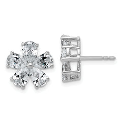 14k White Gold 2 carat Lab Grown Diamond VS+ F+ Complete Flower Post Earrings