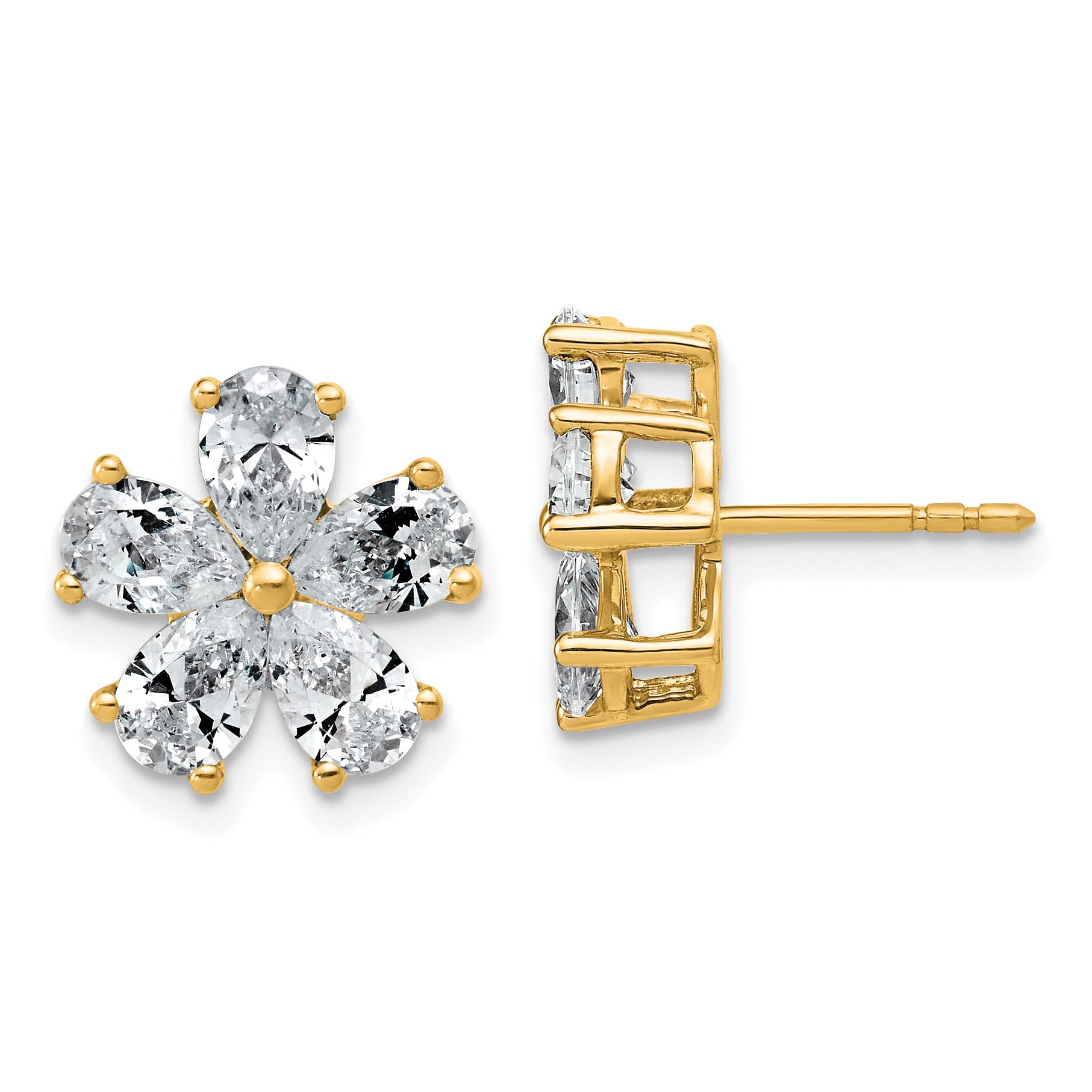 14k 2 carat Lab Grown Diamond VS+ F+ Complete Flower Post Earrings