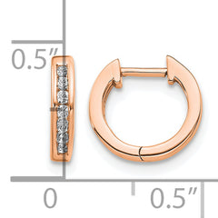 10k Rose Gold Polished Diamond Hinged Hoop Earrings