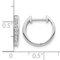 10k White Gold Diamond Hinged Hoop Earrings