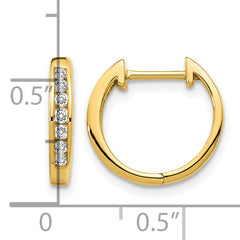 10k Gold Polished Diamond Hinged Hoop Earrings