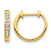 10k Gold Polished Diamond Hinged Hoop Earrings