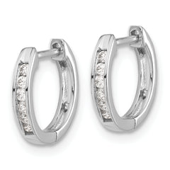 10k White Gold Polished Diamond Hinged Hoop Earrings