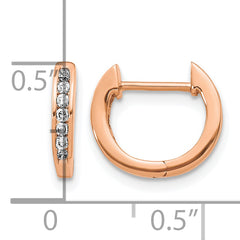 10k Rose Gold Polished Diamond Hinged Hoop Earrings
