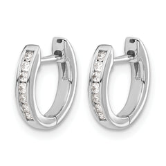 10k White Gold Polished Diamond Hinged Hoop Earrings
