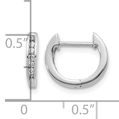 10k White Gold Polished Diamond Hinged Hoop Earrings