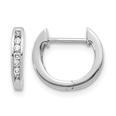 10k White Gold Polished Diamond Hinged Hoop Earrings