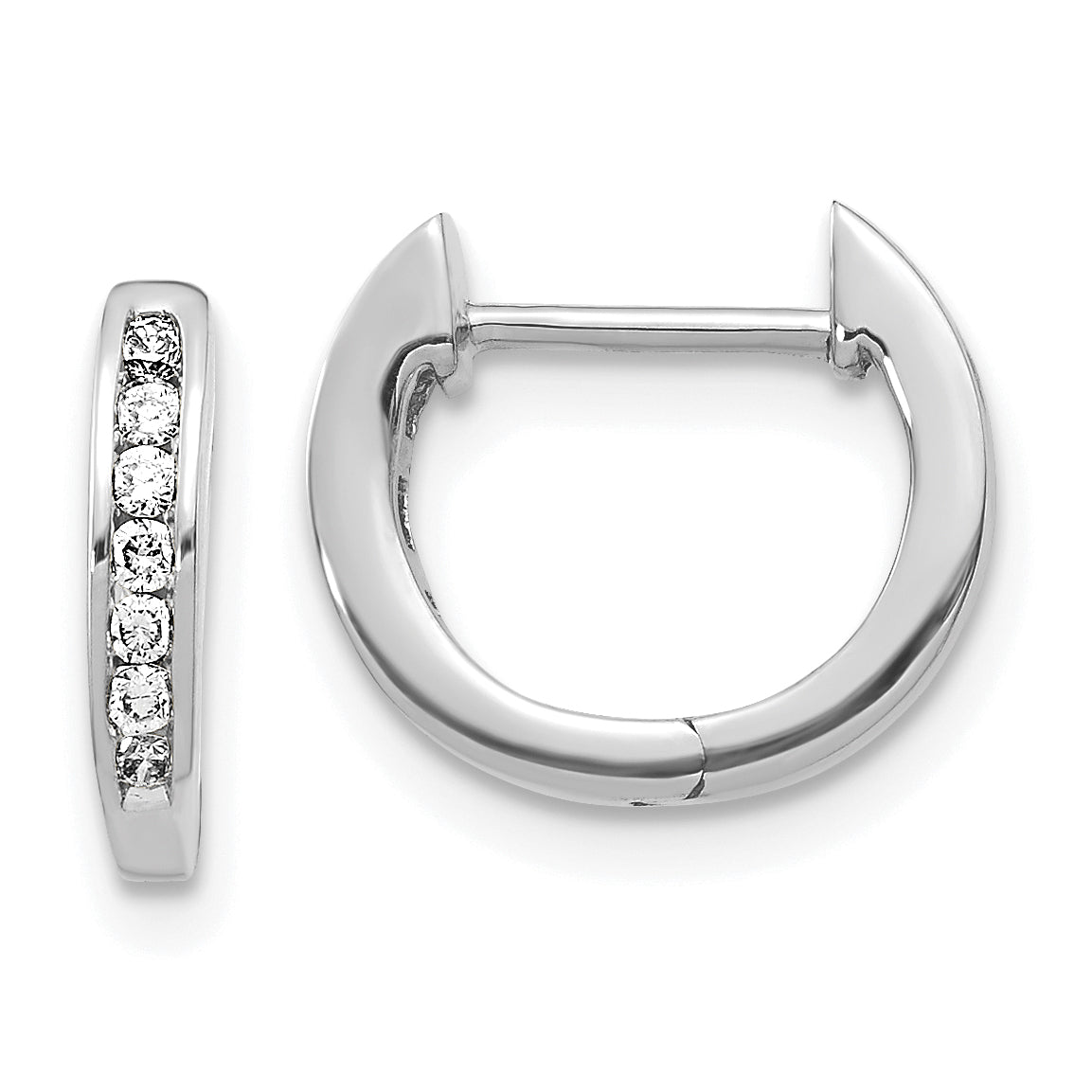 14k White Gold 1/8 carat Lab Grown Diamond VS/SI+ G+ Complete Hinged Hoop Earrings