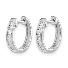 10k White Gold Diamond Hinged Hoop Earrings