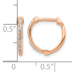 10k Rose Gold Diamond Hinged Hoop Earrings