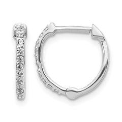 10k White Gold Diamond Hoop Earrings