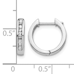 10k White Gold Round/Baguette Diamond Hinged Hoop Earrings