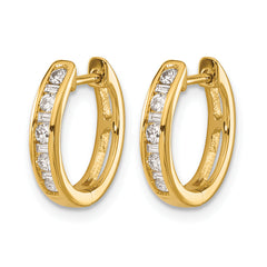 10k Round/Baguette Diamond Hinged Hoop Earrings