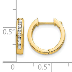 10k Round/Baguette Diamond Hinged Hoop Earrings
