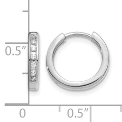 10k White Gold Diamond Hinged Hoop Earrings