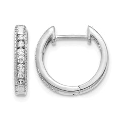 10k White Gold Diamond Hinged Hoop Earrings