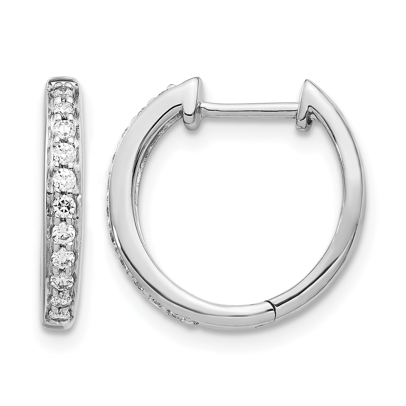 10k White Gold Diamond Complete Hinged Hoop Earrings