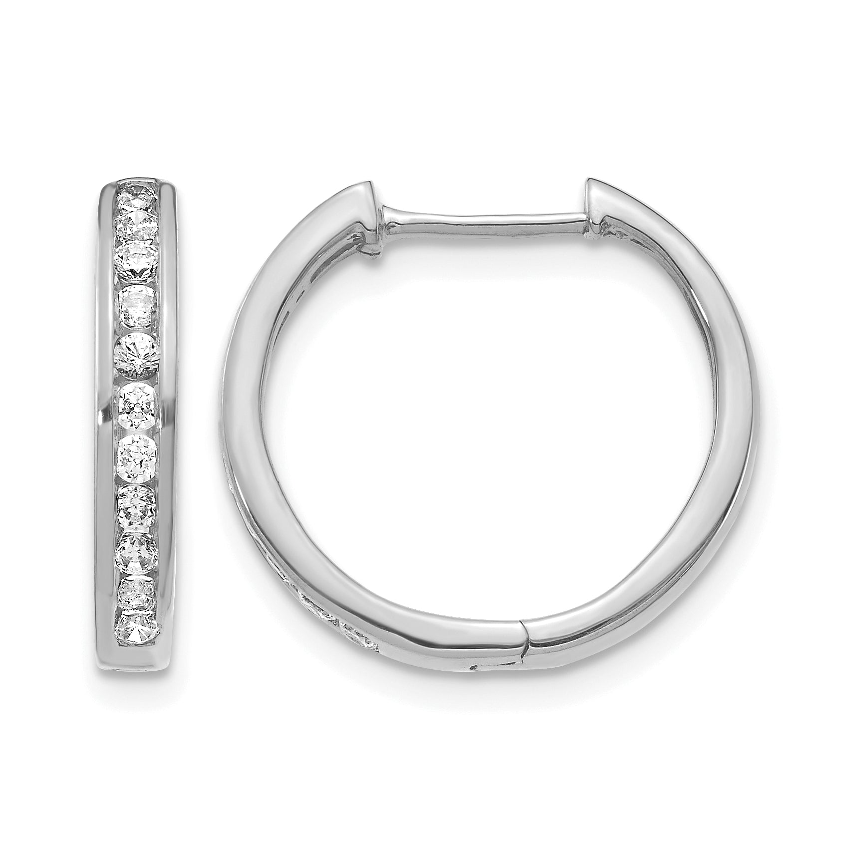 10k White Gold Diamond Hinged Hoop Earrings