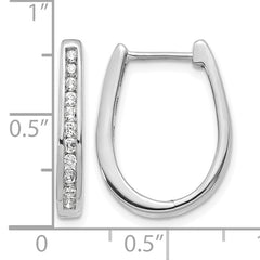 10k White Gold Diamond Oval Hinged Hoop Earrings