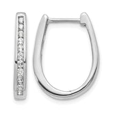 10k White Gold Diamond Oval Hinged Hoop Earrings