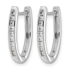 10k White Gold Diamond Oval Hinged Hoop Earrings