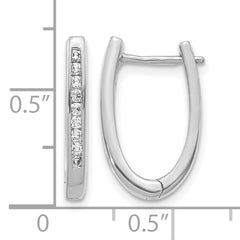 10k White Gold Diamond Oval Hinged Hoop Earrings