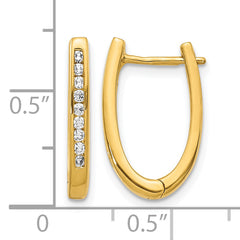 10k Diamond Oval Hinged Hoop Earrings