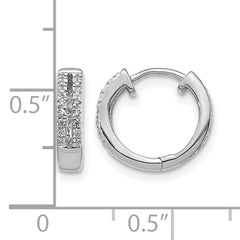 10k White Gold Diamond Hinged Round Hoop Earrings